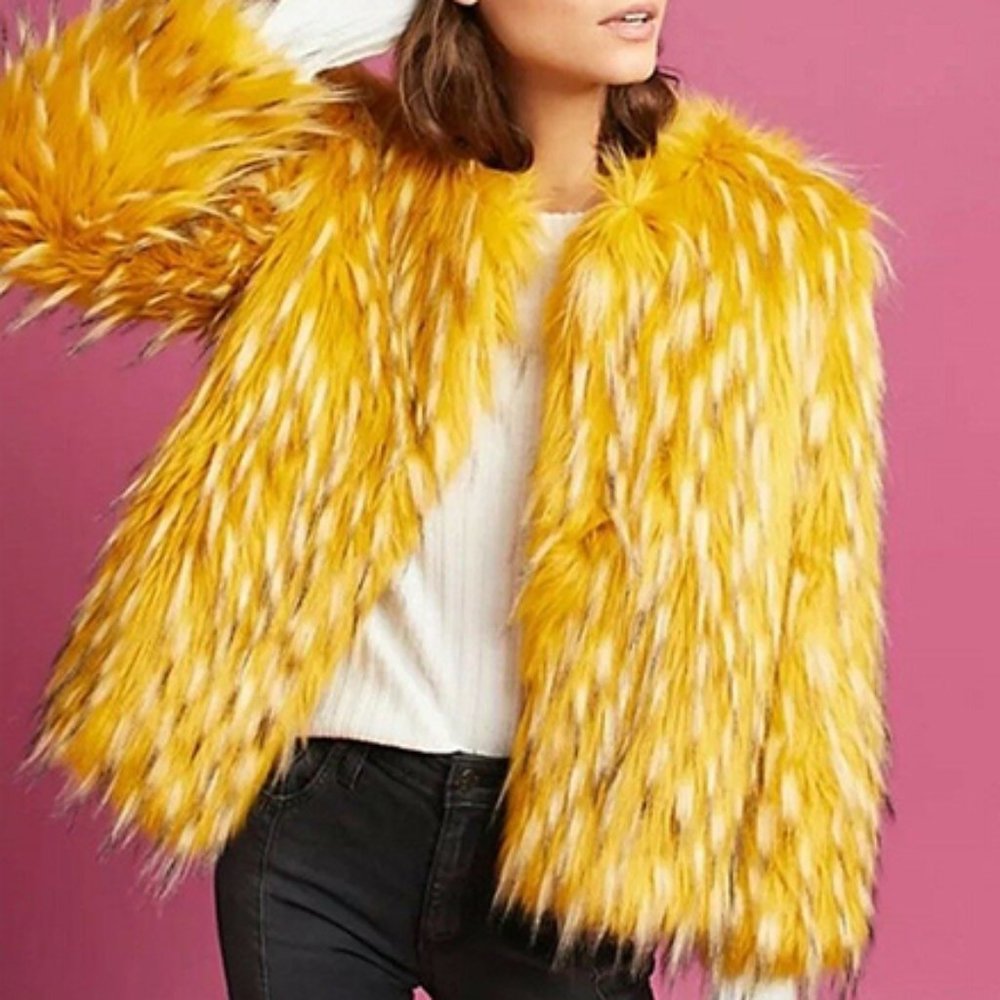 SOLD Seen Worn Kept Canary Faux Fur Jacket
